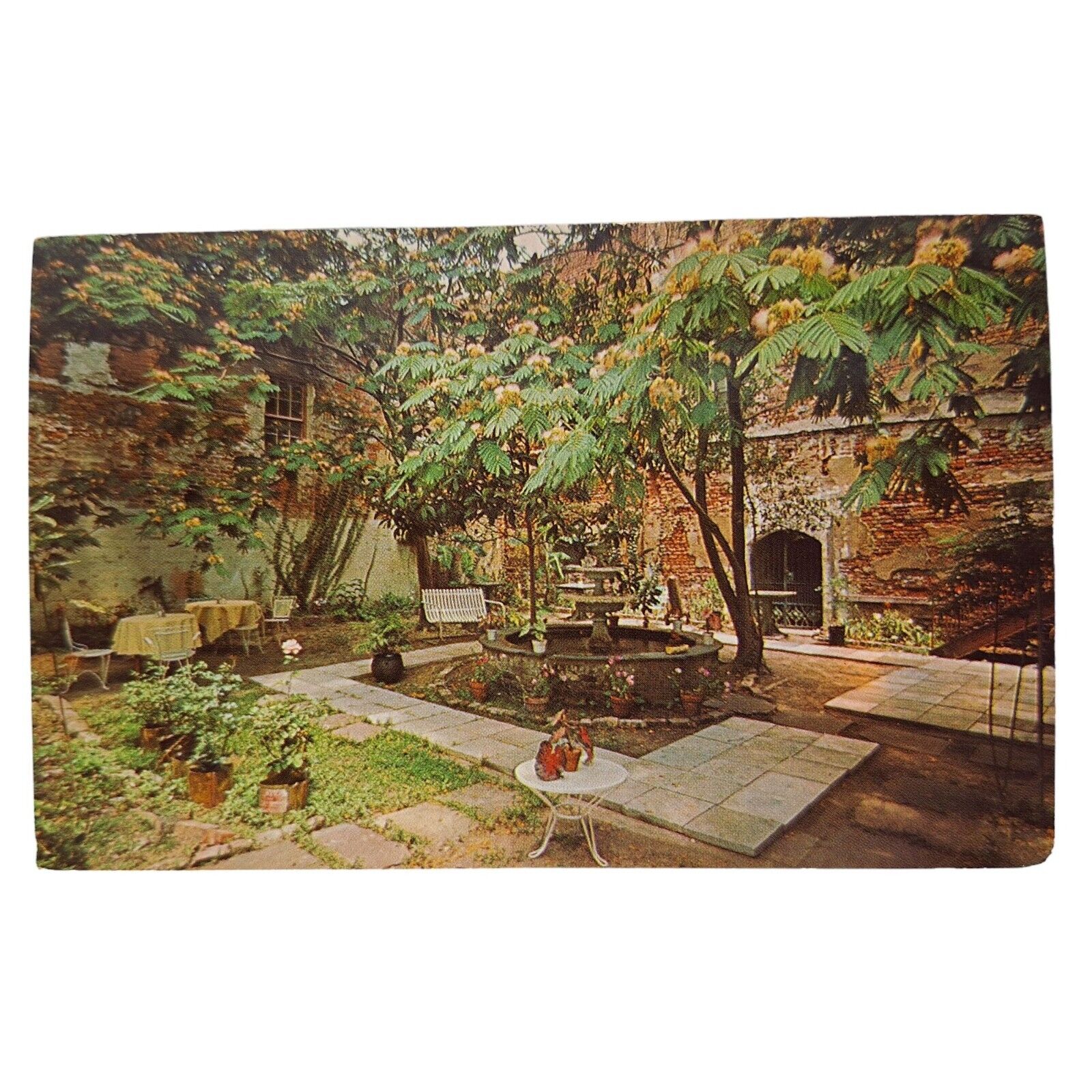 Postcard Typical French Quarter Patio 615 Chartres Street LA Chrome Unposted