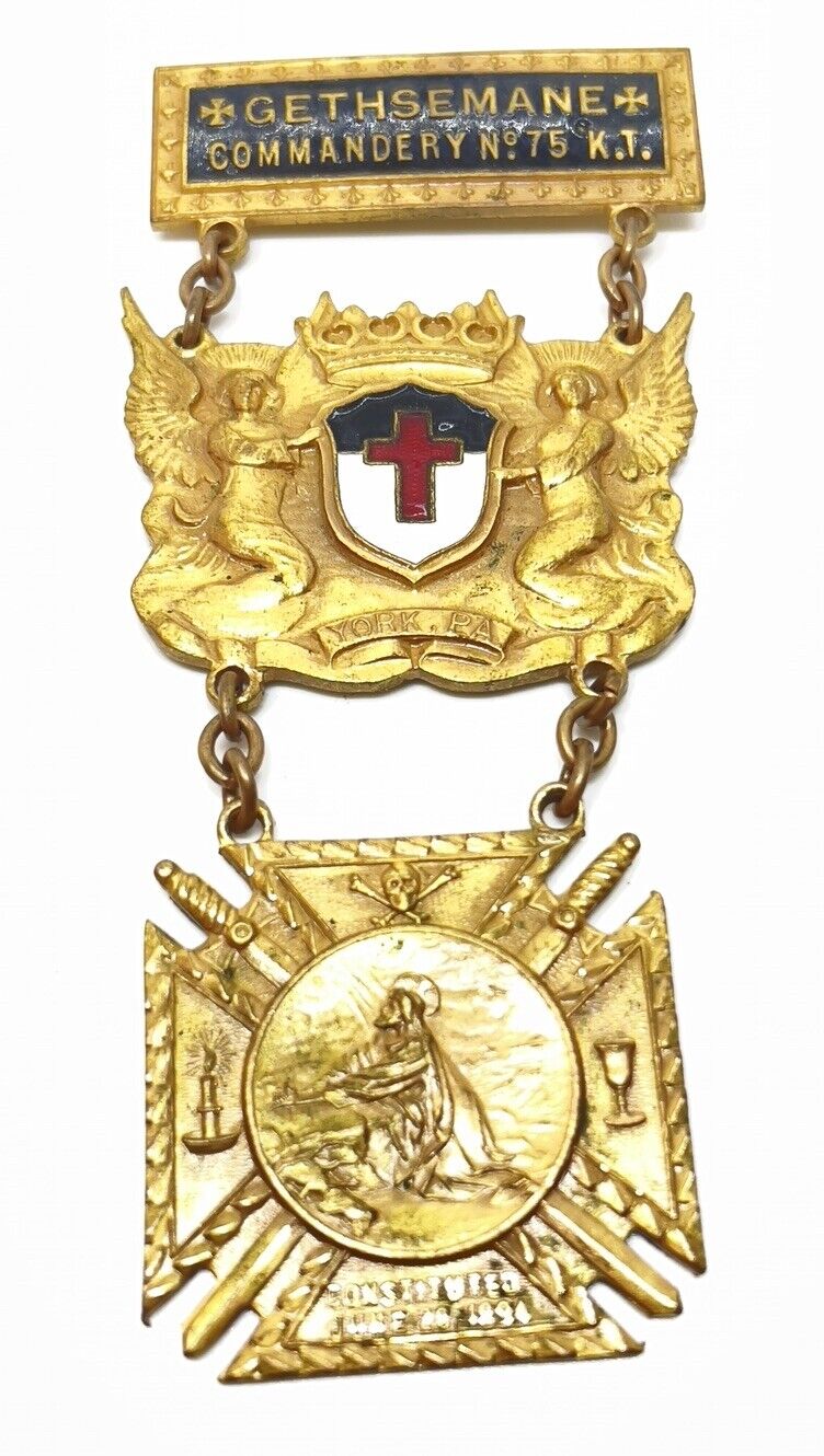 Antique Gethsemane Knights Templar Commandery No. 75 York PA Medal