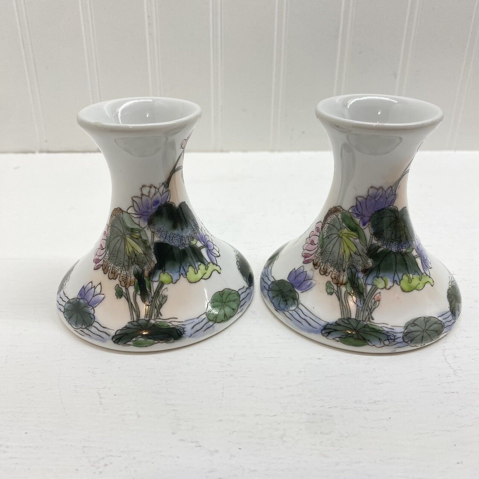 Vintage Ceramic Pottery Candle Stick Holders (Set of 2) Toyo Hand Painted