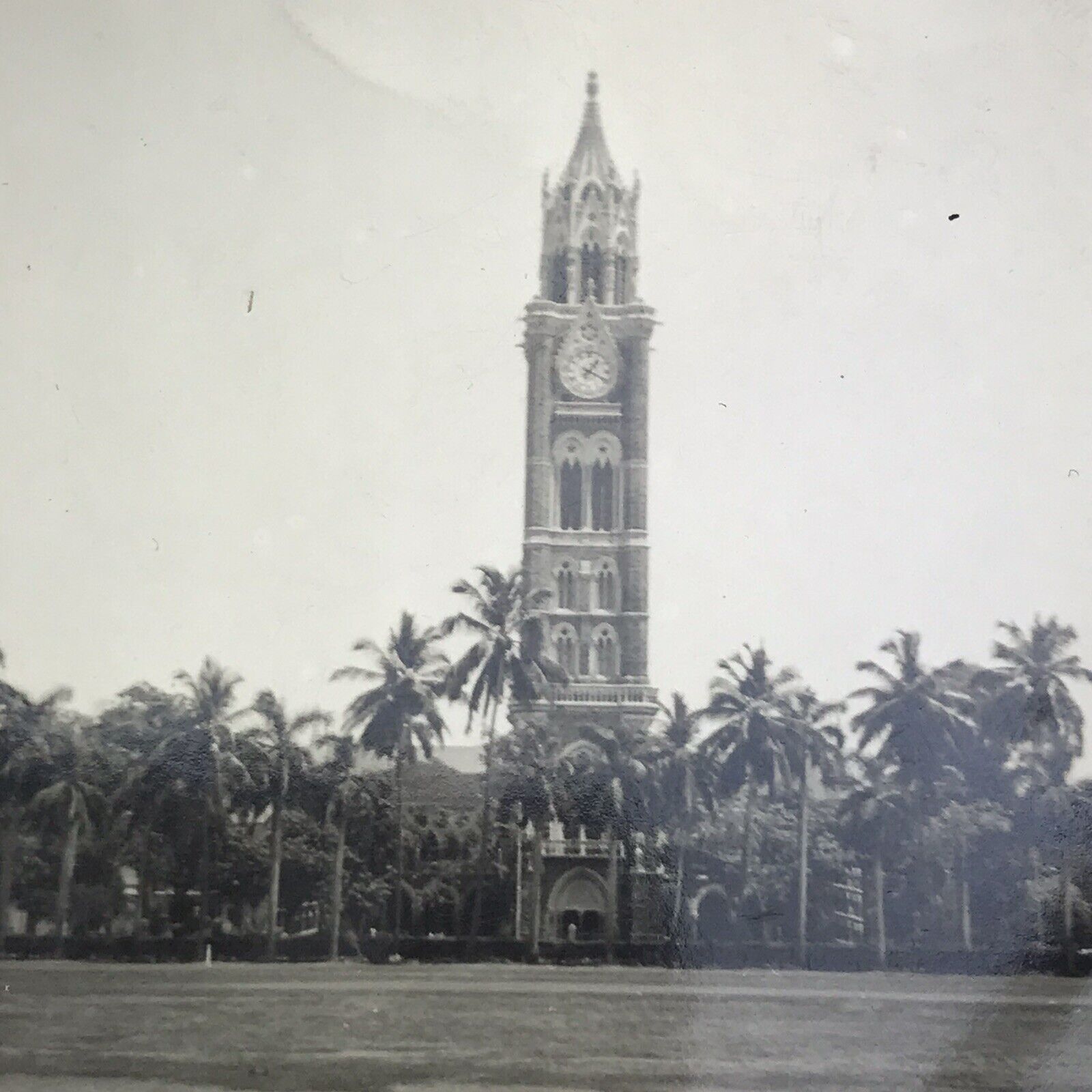 Vintage Black and White Photo Rajabai Clock Tower Mumbai India Exterior 