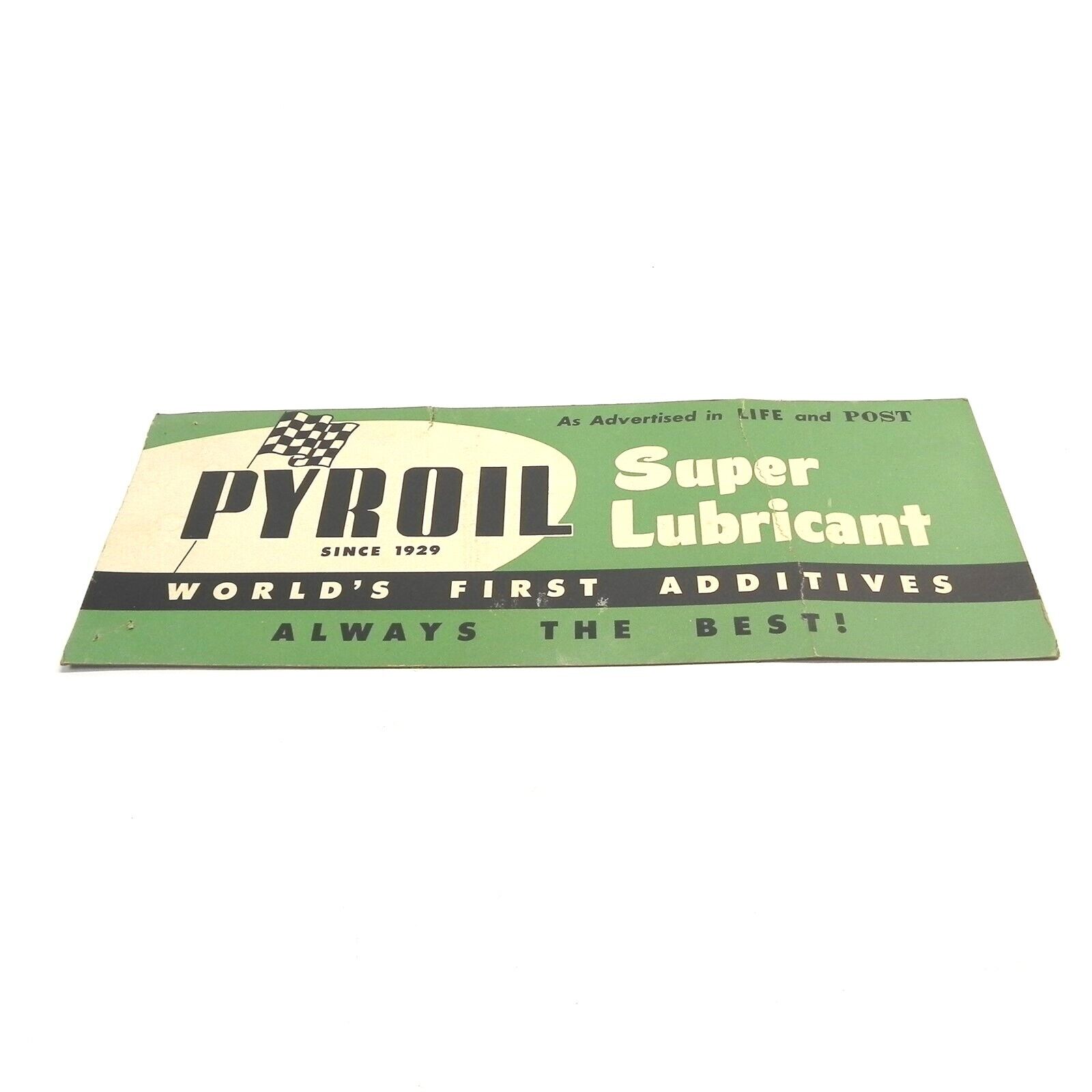 1940\'s 50\'s 60\'s PYROIL SUPER LUBE SIGN CARDBOARD STORE DISPLAY 13\