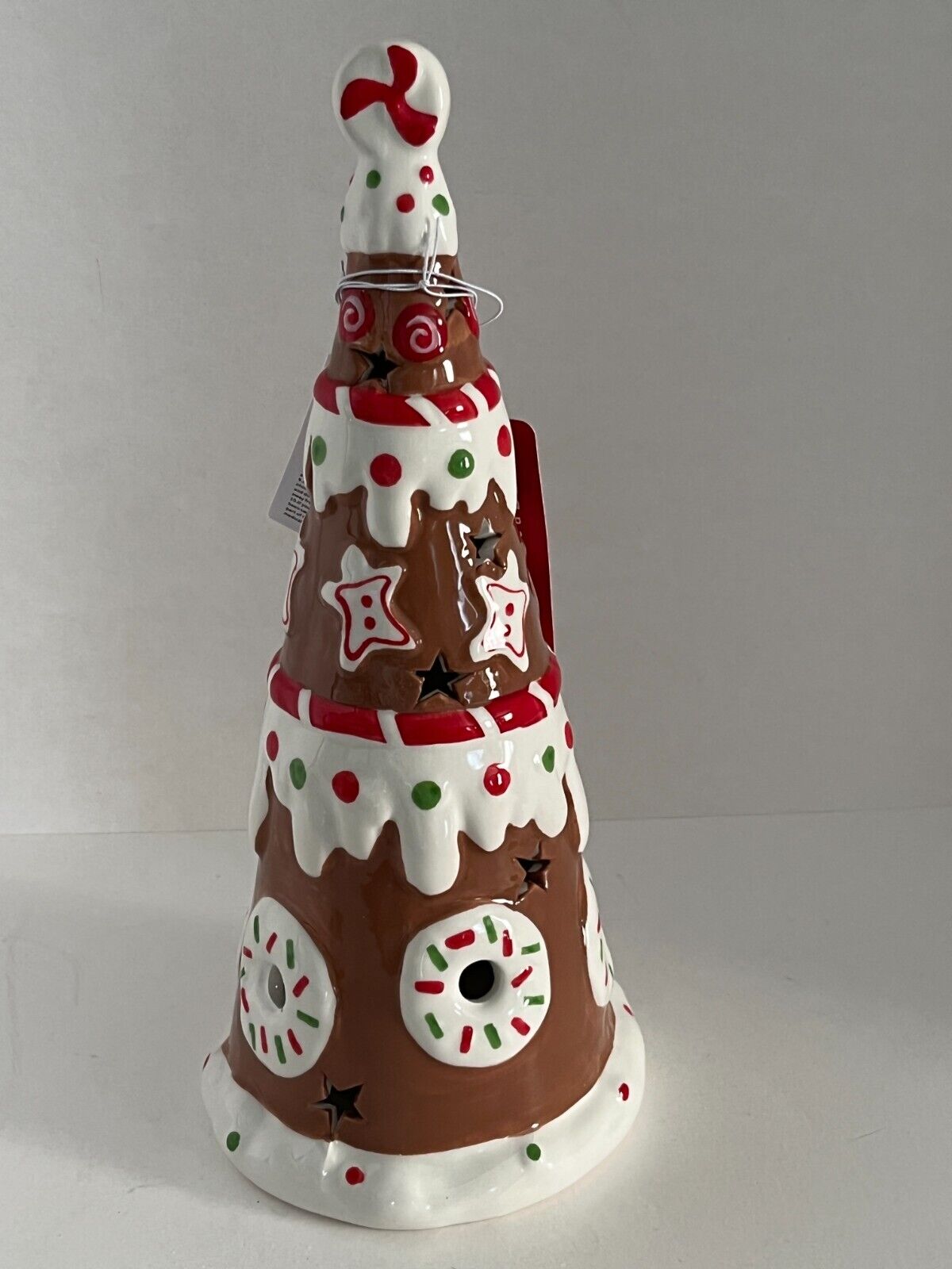 Peppermint Square LED Ceramic Gingerbread Christmas Tree 10\