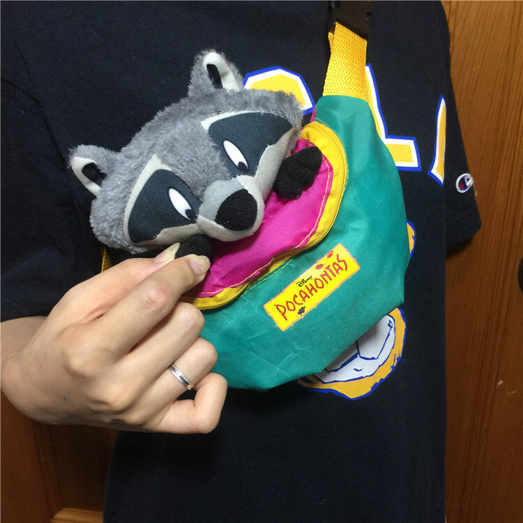 New Disney Pocahontas Meeko Raccoon Waist Bag Plush Toy 