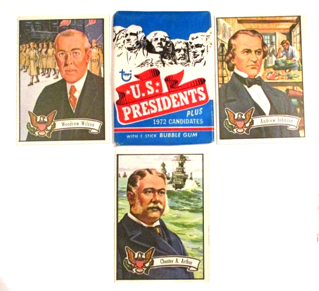 1972 TOPPS U.S. PRESIDENTS PLUS 1972 CANDIDATES WRAPPER PLUS CARD #'S 17,21,27