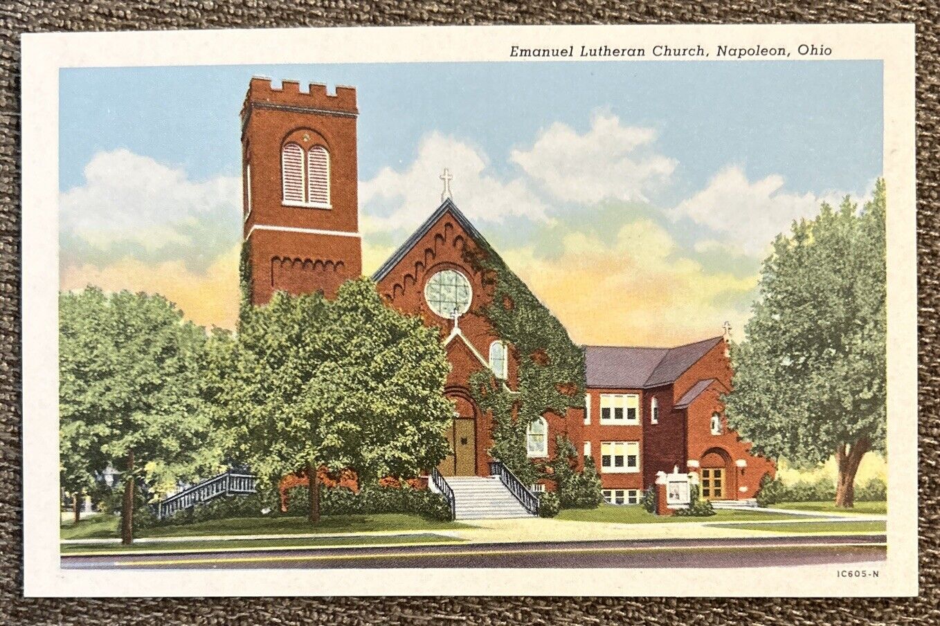 Antique Vtg Emanuel Lutheran Church, Napoleon, Ohio IC605-N