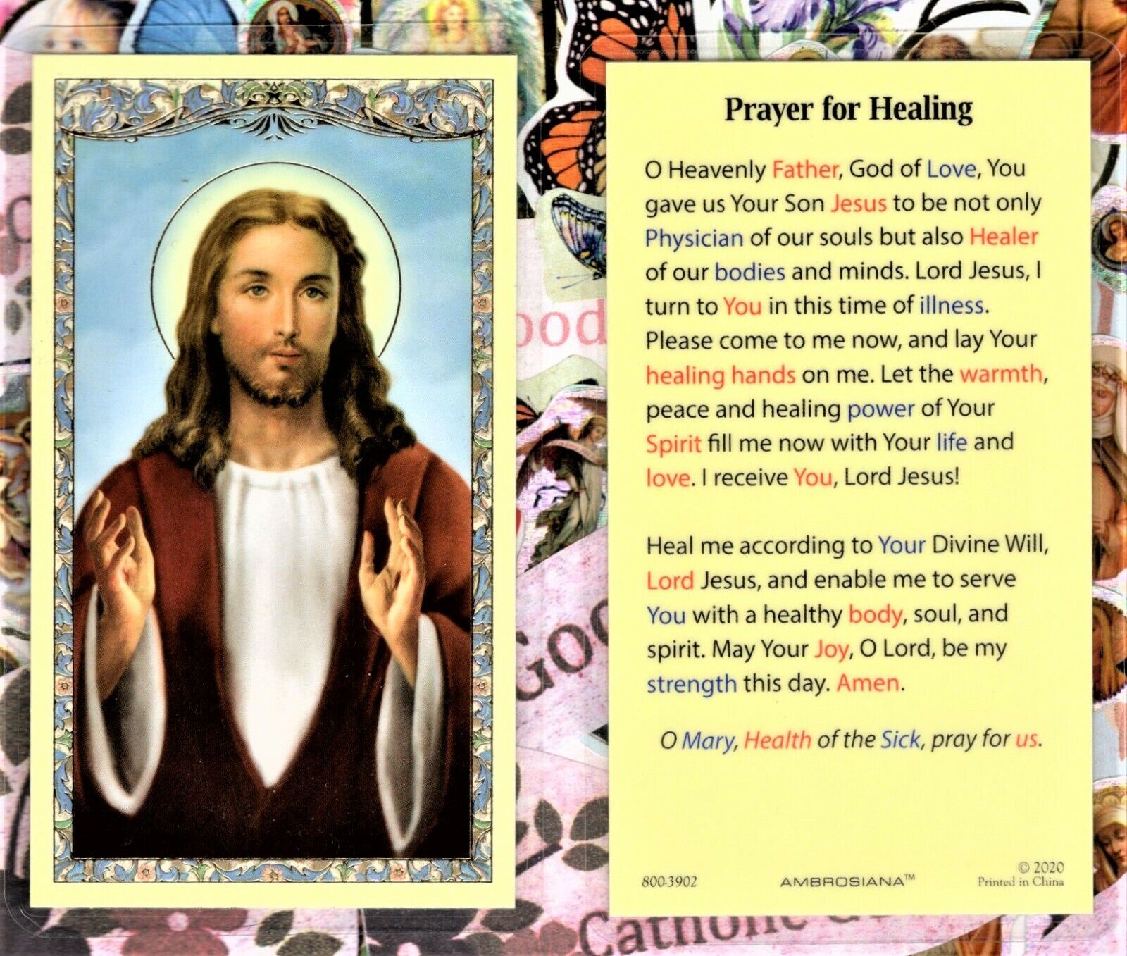 Healing Prayer  - Laminated  Holy Card