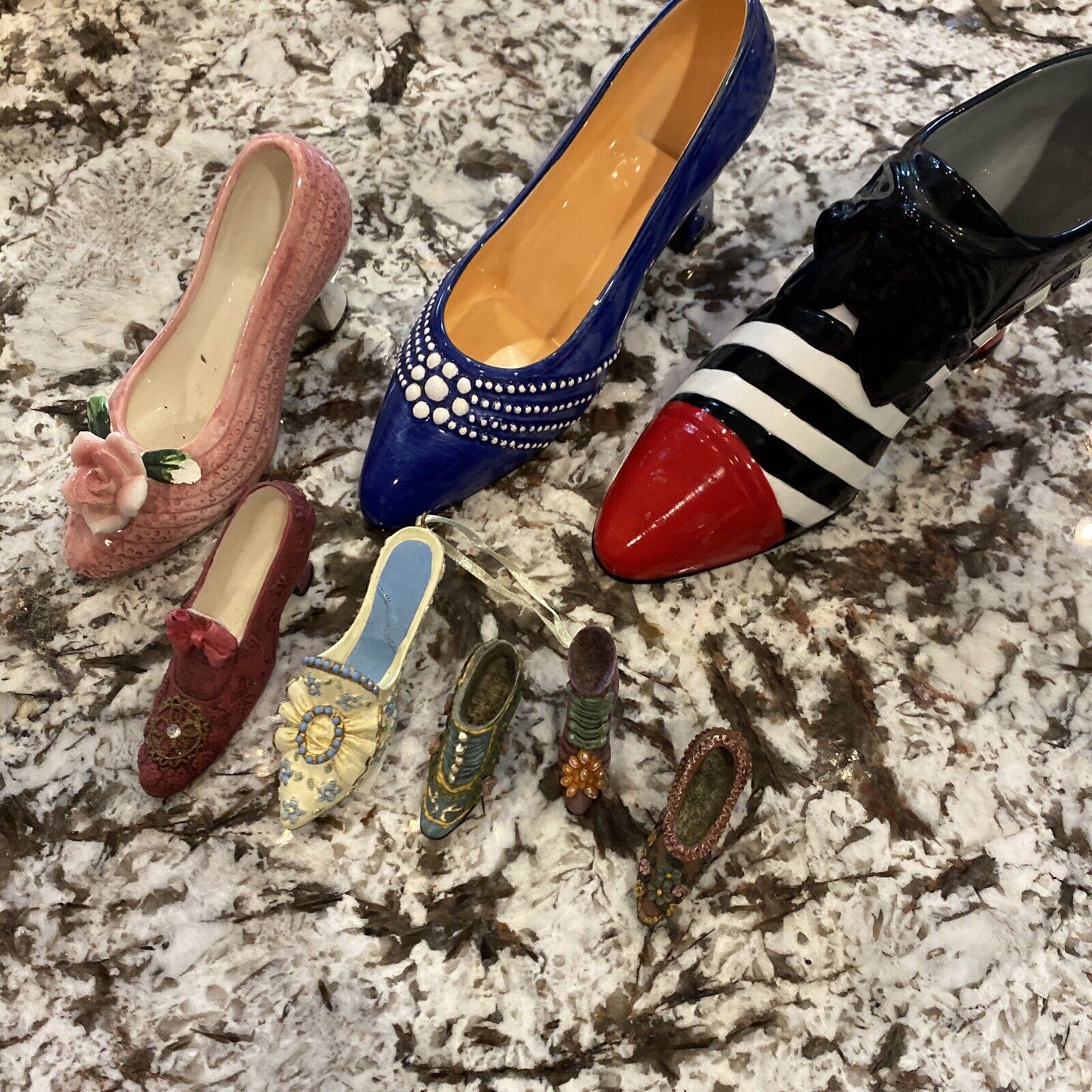 Lot Of 7, Beautiful Miniature Decorative Shoes • Various Styles & Colors