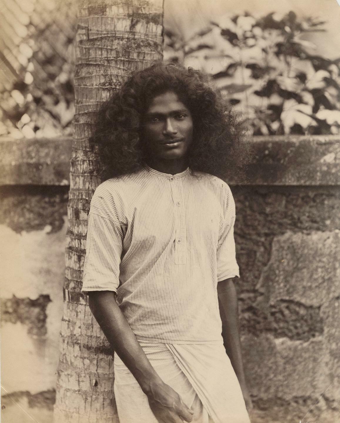 c. 1880\'s Singhalese Young Man from Ceylon Large Albumen Photograph GAY HANDSOME
