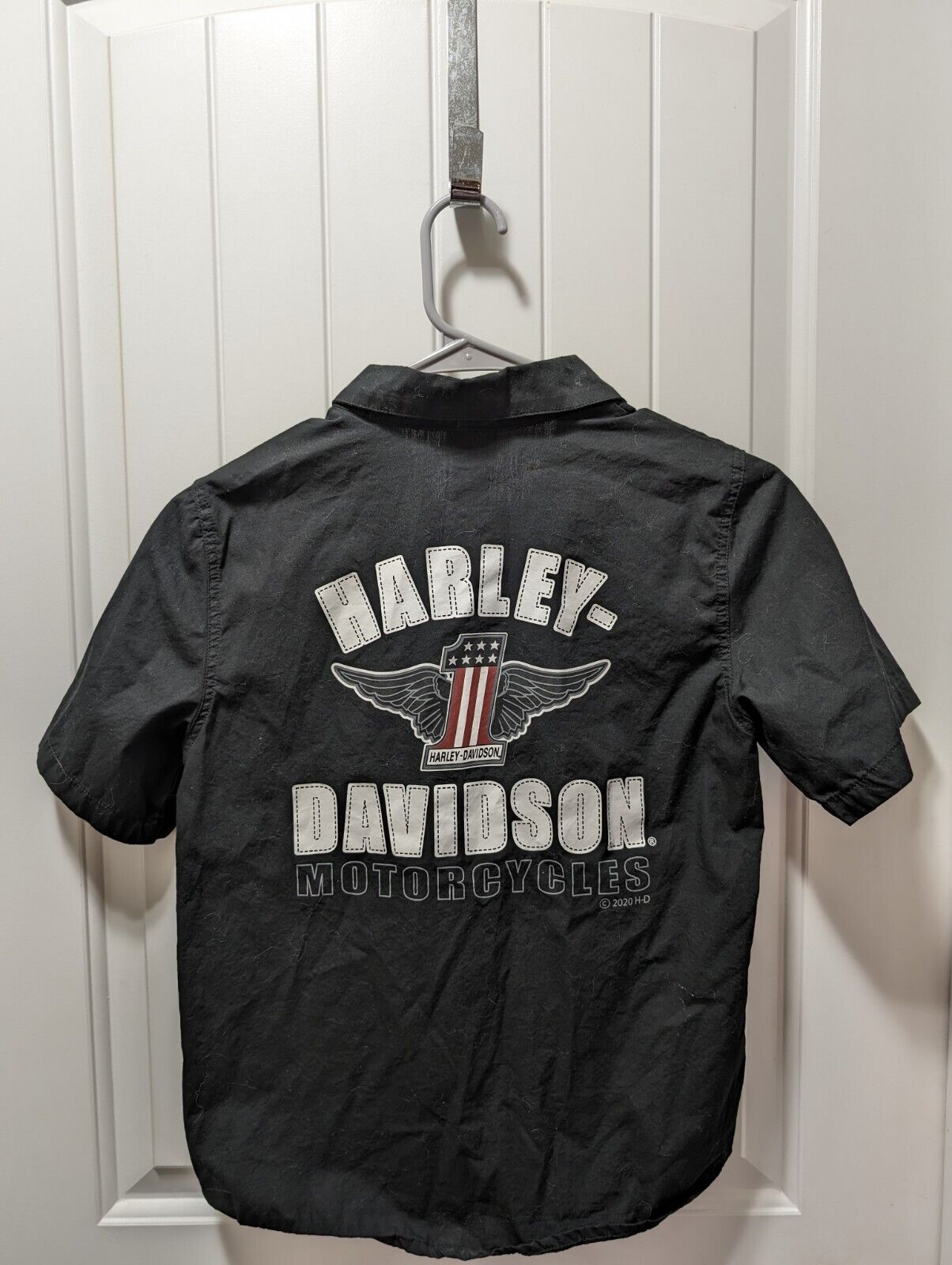 Youth Harley Davidson Shirt Size 12/14. Black Collard Shirt. Youth Dress Shirt. 