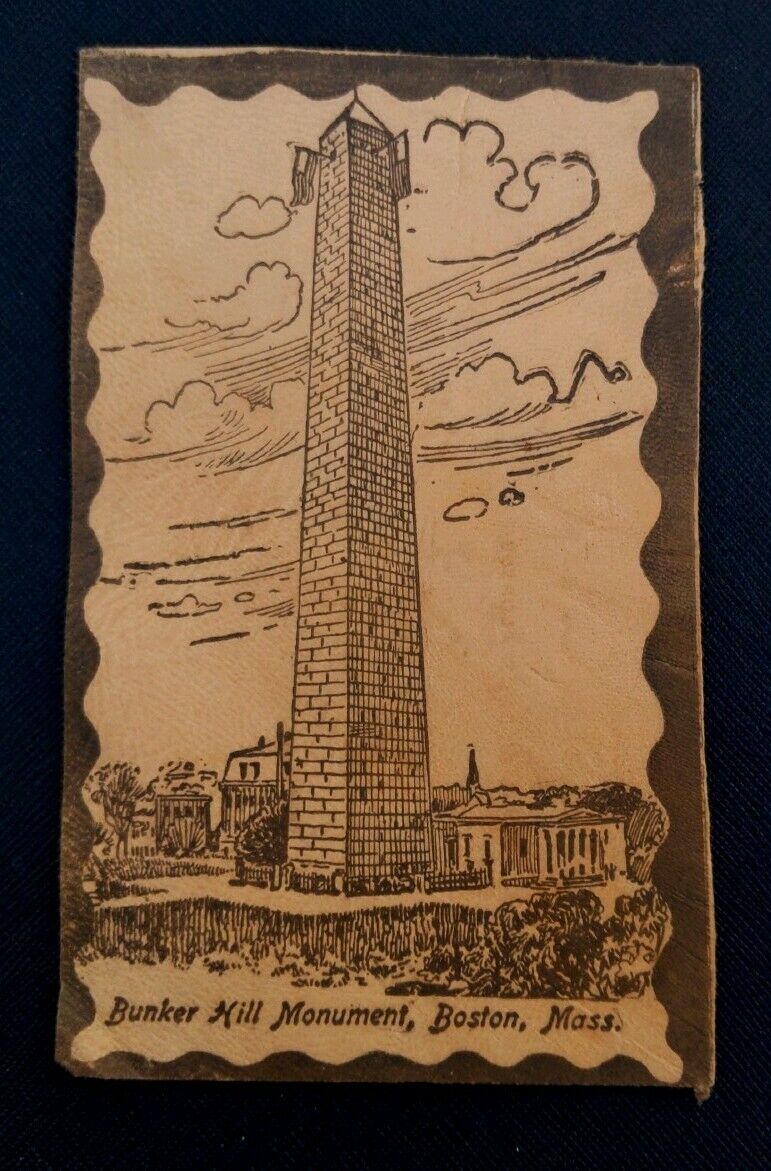 c1900's Bunker Hill Monument Boston Massachusetts Leather Postcard 