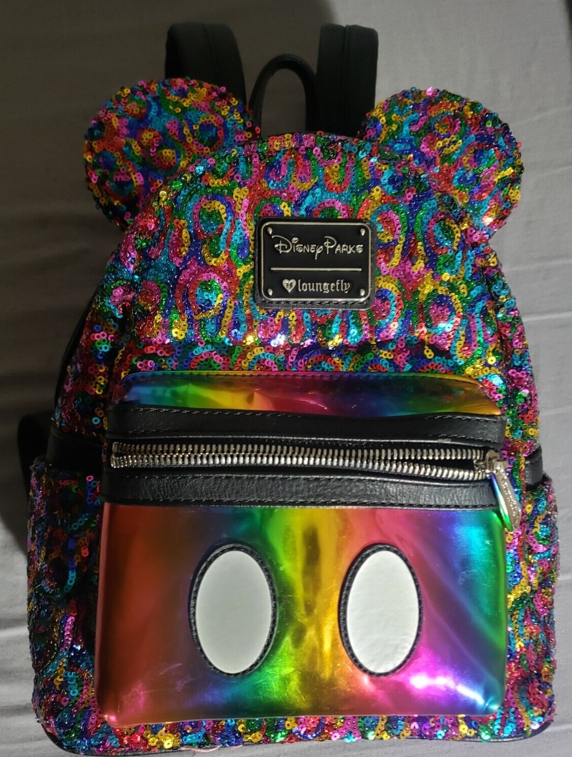 Disney Parks Exclusive Loungefly Rainbow Pride Mouse Ears Sequins Backpack