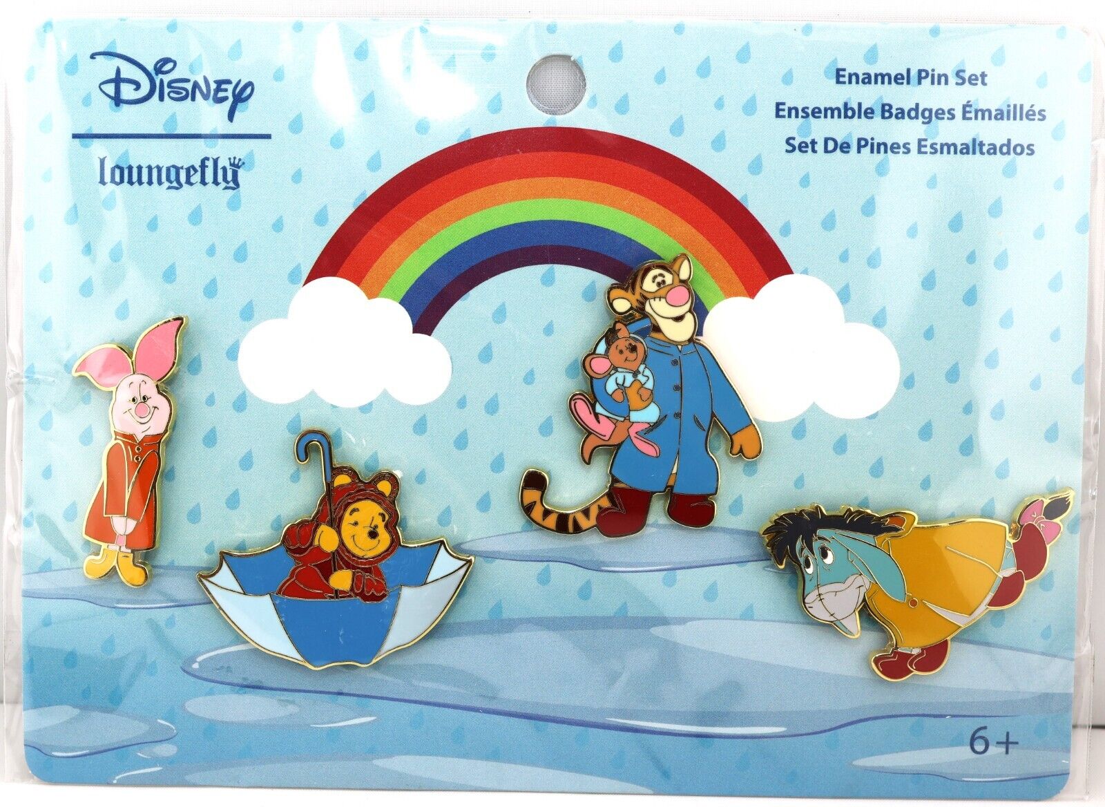 Loungefly Disney Winnie The Pooh Rainy Day Enamel 4pc Pin Set - NEW