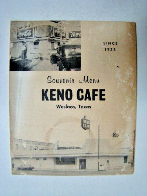 Vintage Keno Cafe Souvenir Menu Weslaco Texas 1961 TX