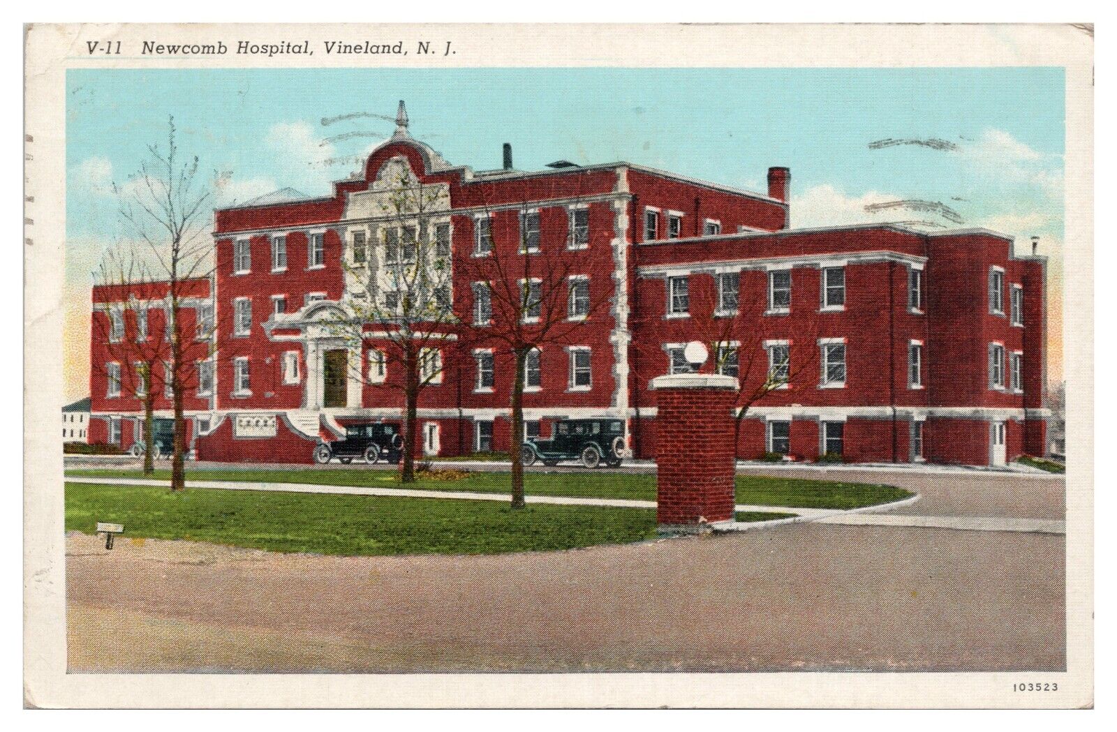 Vintage Newcomb Hospital Vineland NJ Postcard c1939 White Border V-11