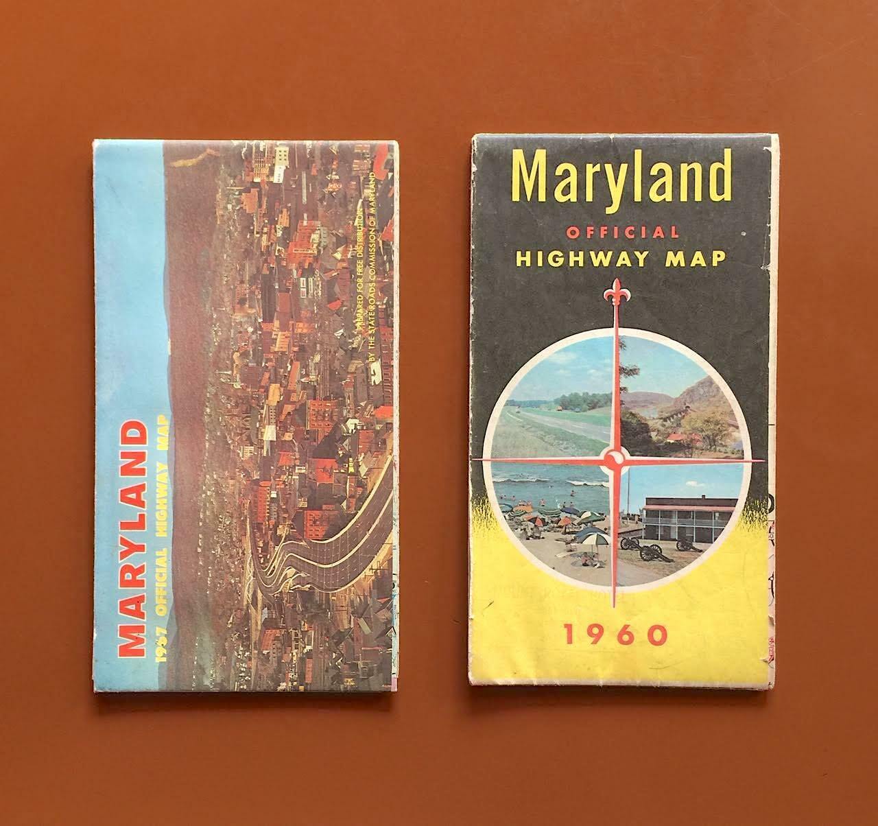 Vintage Official State Road Maps for Maryland—1960, 1967