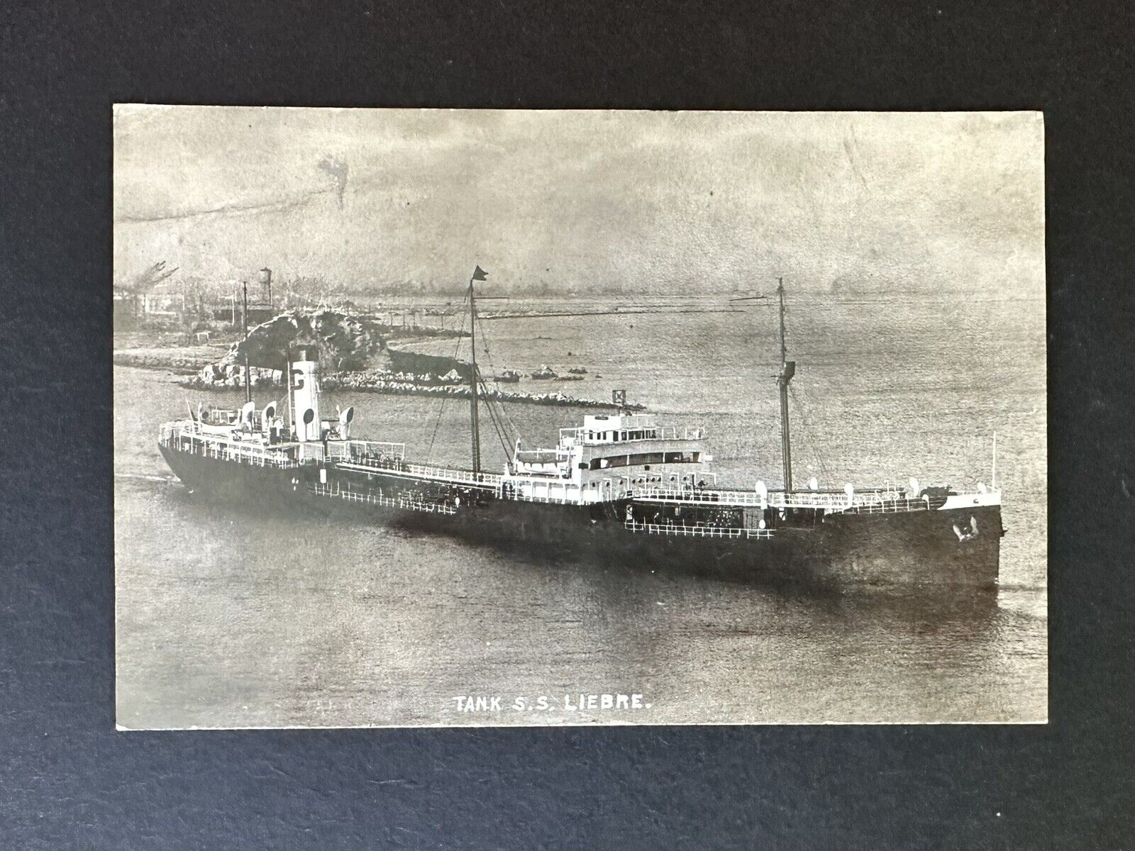 Postcard Tank S.S. Liebre Ship Once a U.S. Navy Ship as Meredosia RPPC R15
