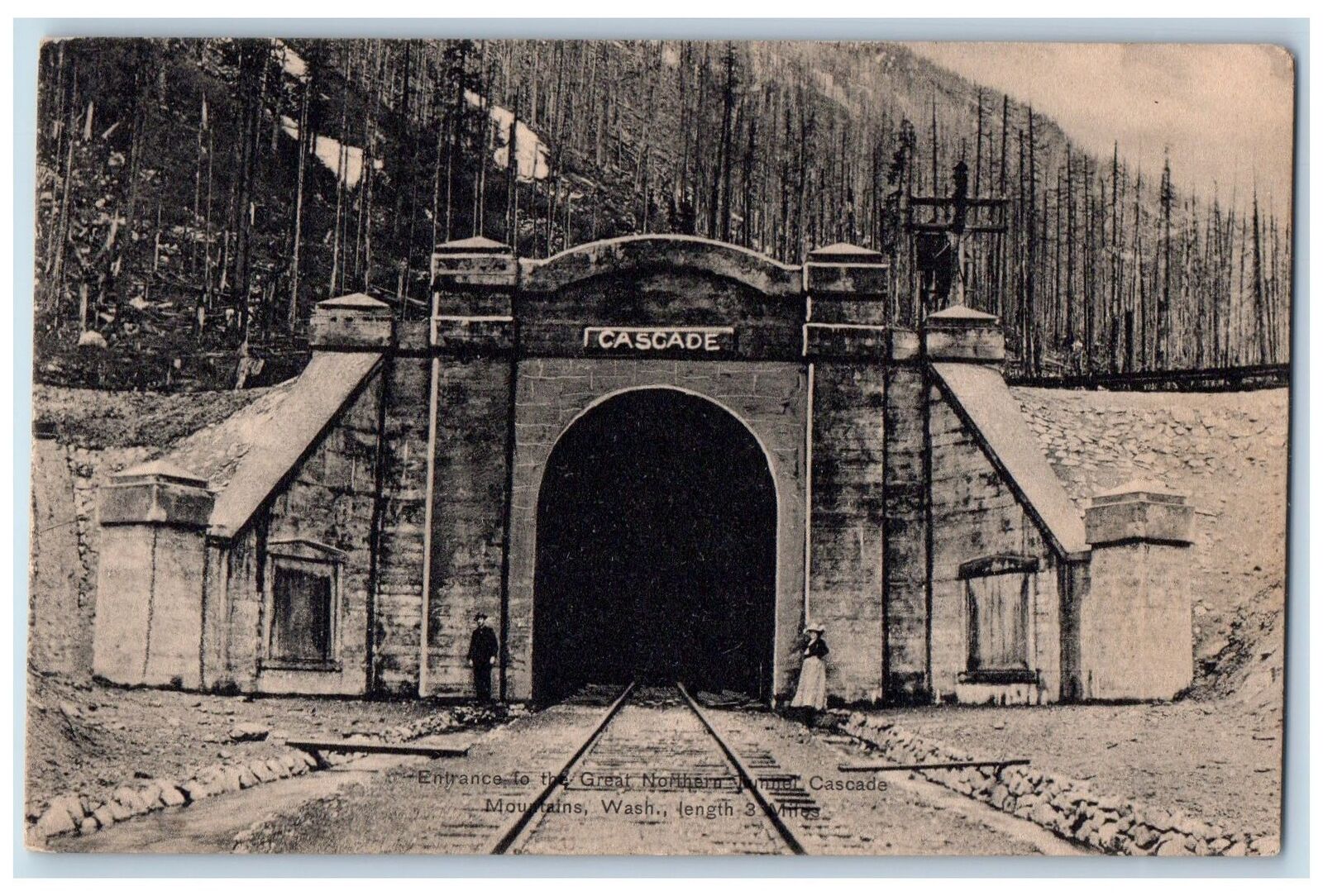 c1910 Entrance To Great Northern Tunnel Cascade Mountains Washington WA Postcard