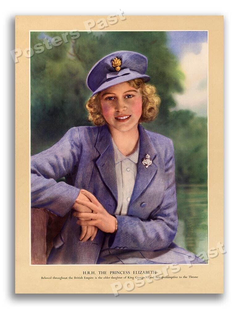 “H.R.H. The Princess Queen Elizabeth” 1941 Vintage Style WW2 War Poster - 18x24