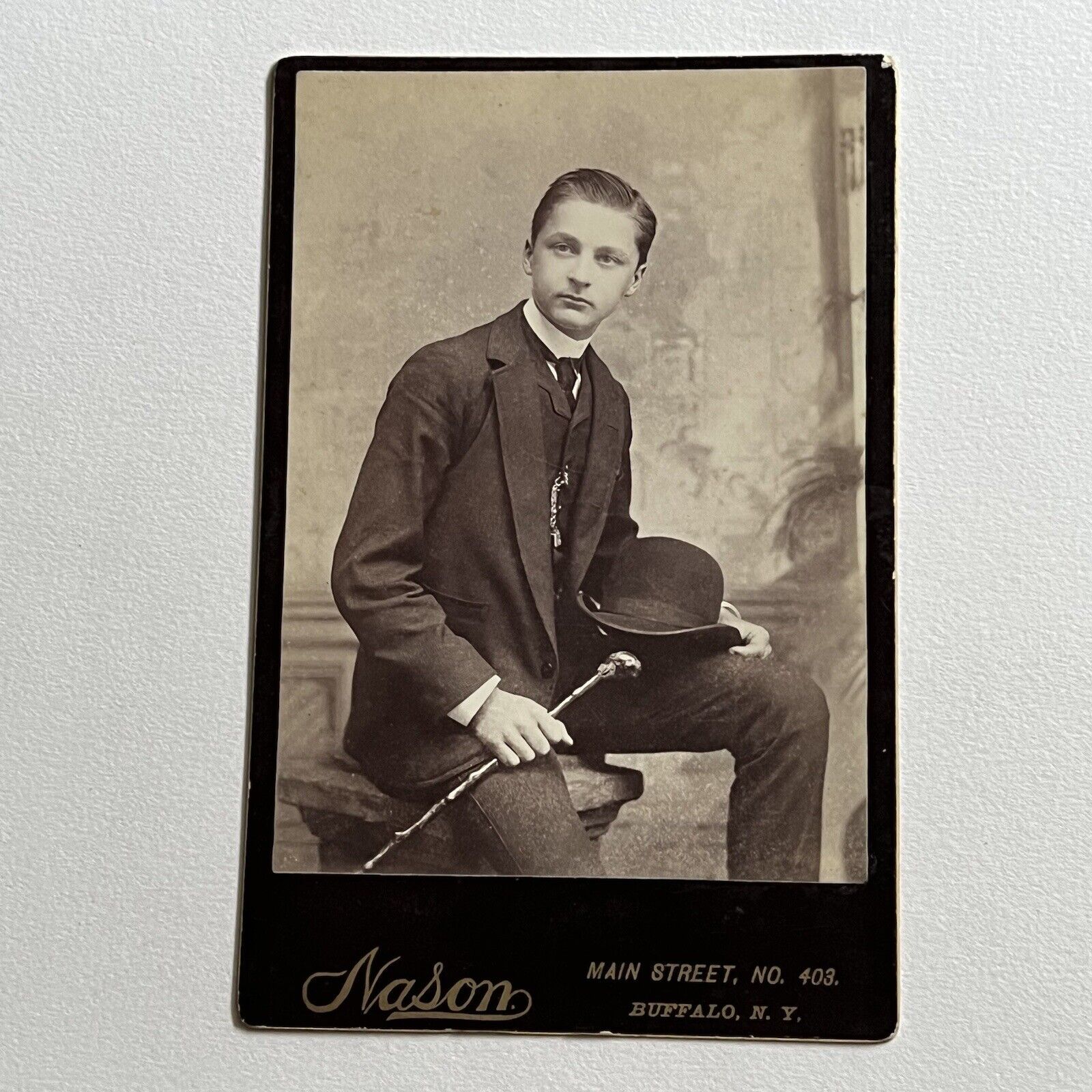 Antique Cabinet Card Photograph Dapper Young Man Teen Boy Photo Stand Lebanon PA