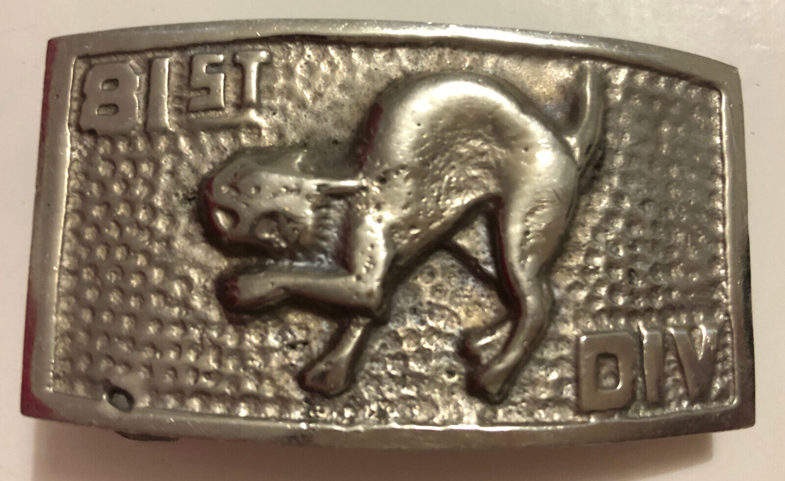 81st Division Wildcat WWI WWII Military Army Cat Belt Buckle Hamlin Vintage 