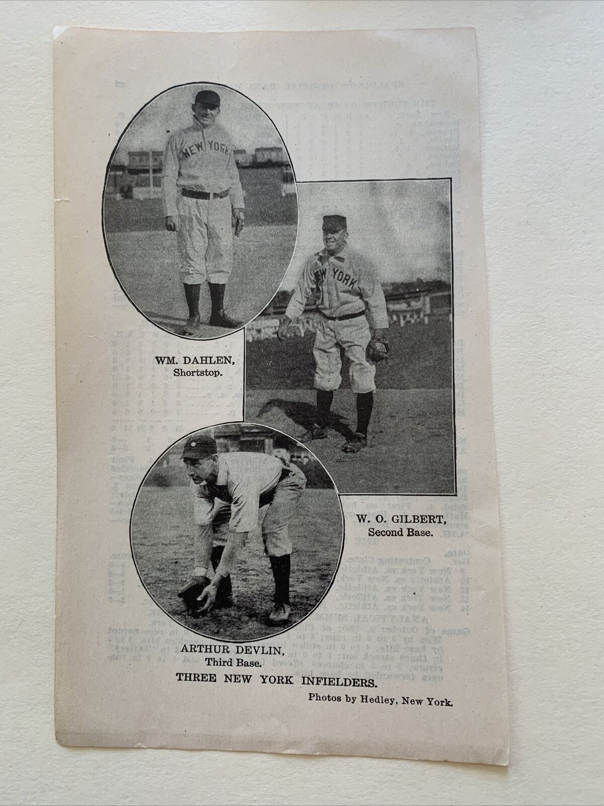 New York Giants Bill Dahlen Art Devlin Billy Gilbert 1905 Baseball 4X6 Picture