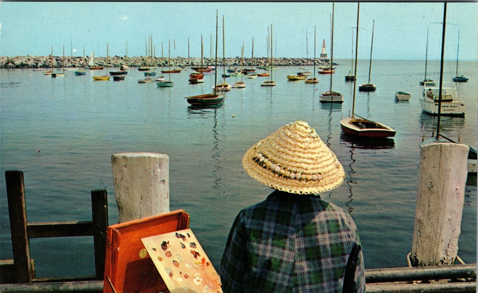 Rockport Mass Artists Paradise Boats Harbor Massachusetts MA Vintage Postcard 