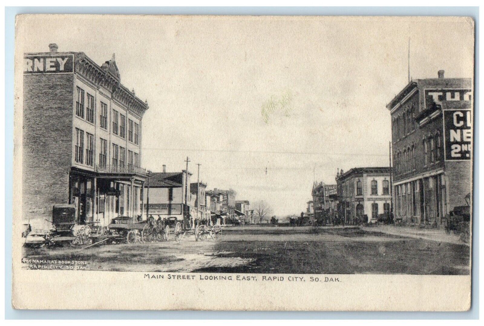 1910 Main Street Looking East Exterior Building Rapid City South Dakota Postcard