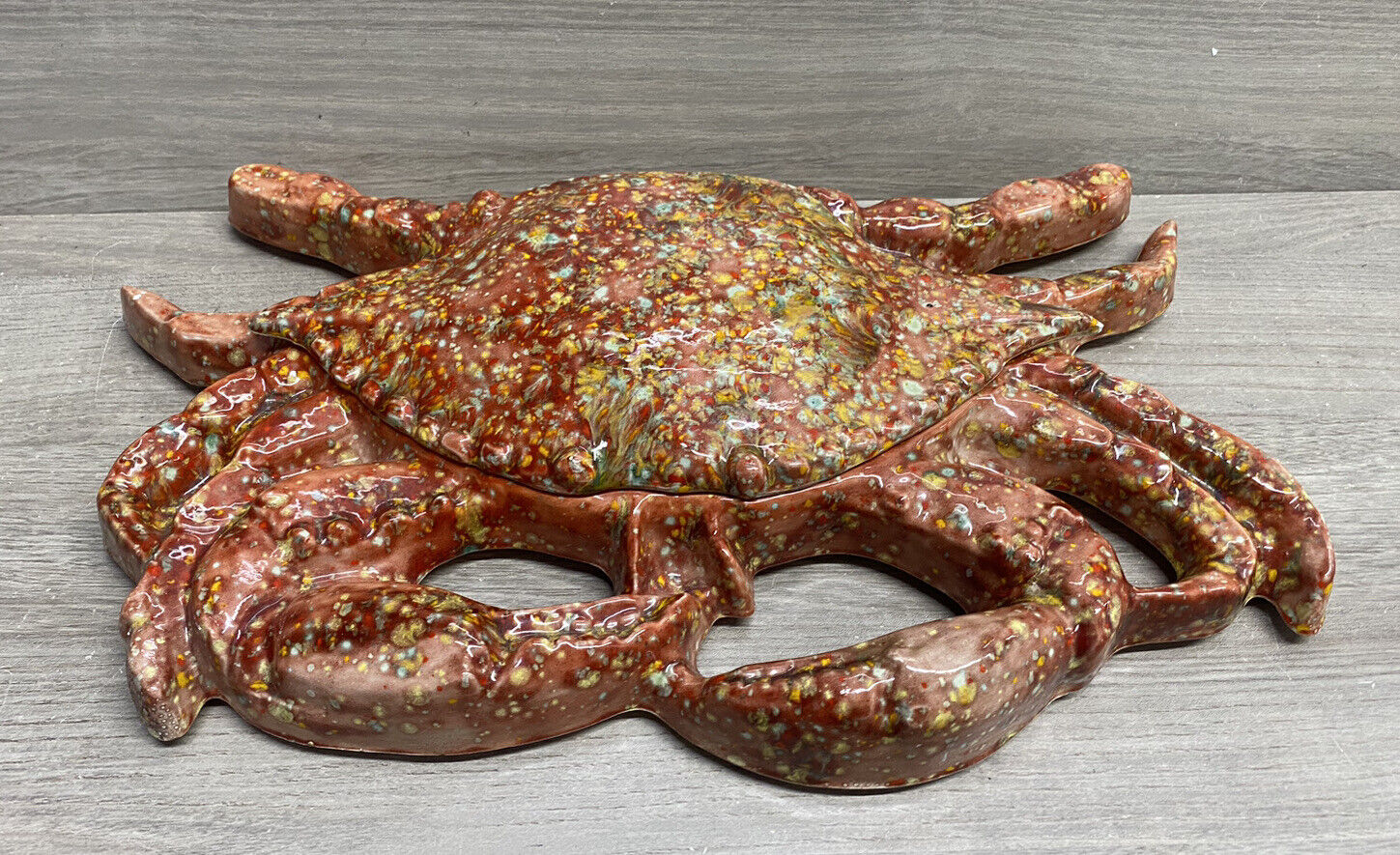 VTG Crab Lidded Ceramic Dish Jewelry Holder Decor Trinket Box Painted Tureen?