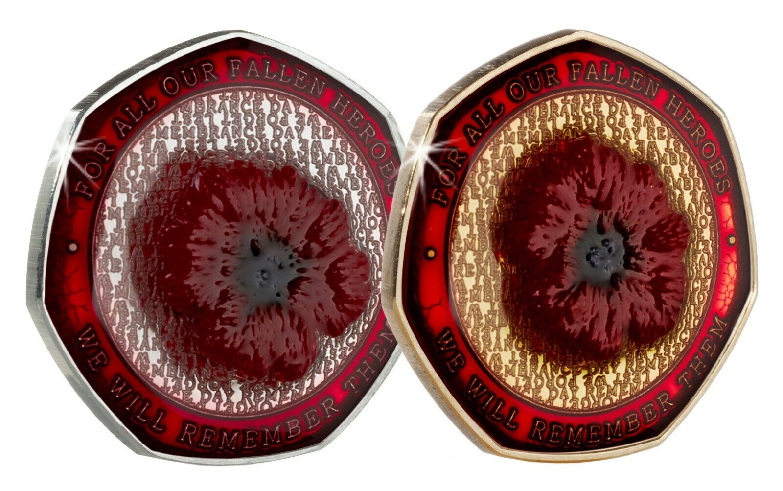 Pair of Armistice/Remembrance Commemoratives with Embroidered Poppies & Enamel