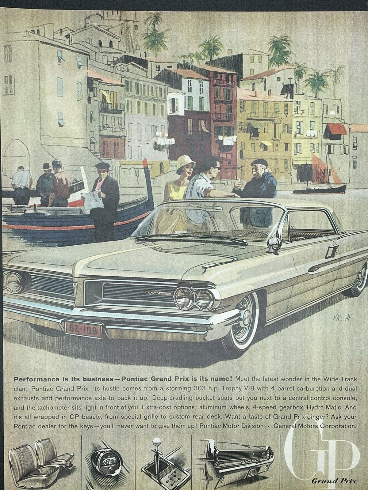1962 FORD GRAND PRIX Automobile/Old Grand-dad Bourbon Ad LIFE MAGAZINE 12/8/1961