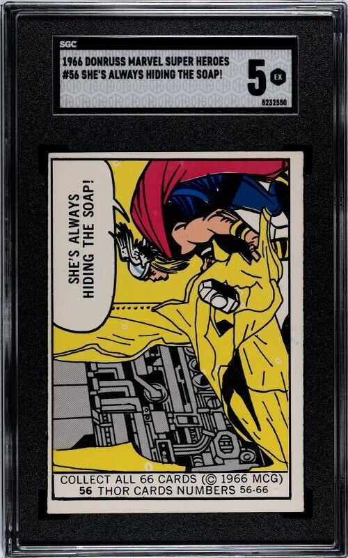 1966 DONRUSS MARVEL SUPER HEROS THOR #56 ROOKIE CARD SGC 5 EX BEAUTIFUL COLOR 