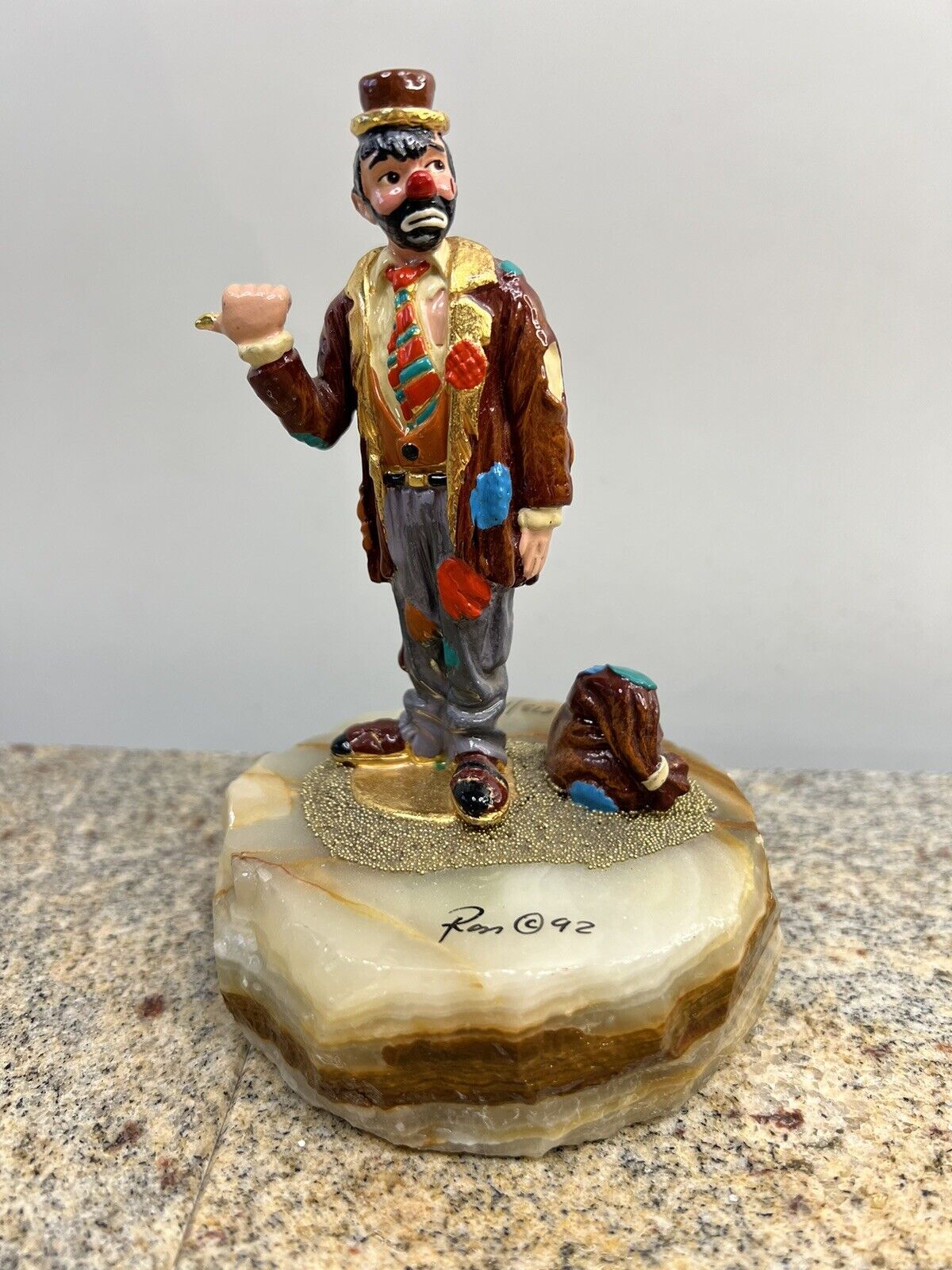 1992 Artist Signed RON LEE Quartz CLOWN HITCH HIKING Figurine LIMITED #873/1200