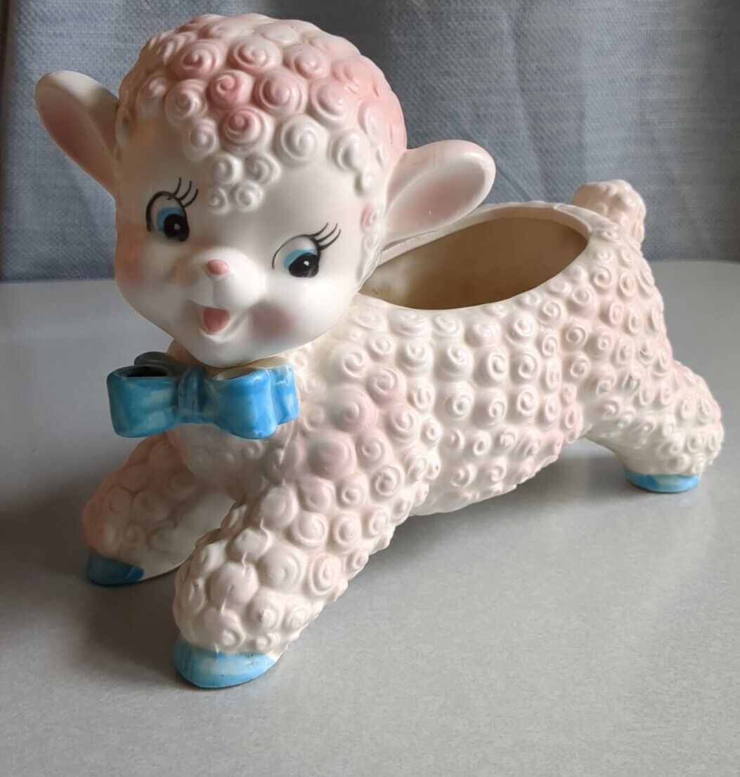 Vintage 1950's  Pink Lamb - Planter Nursery Flower Pot By INARCO #E-14xx