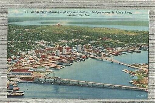 Railroad Bridges across St John\'s River-Jacksonville Florida-Postcard