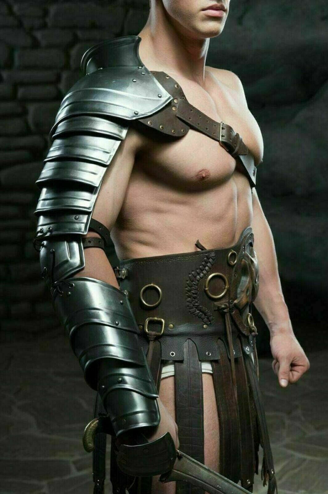 Gladiator Spartacus Metal shoulder & Arm Armor  Shield & Wide belt Full Costume