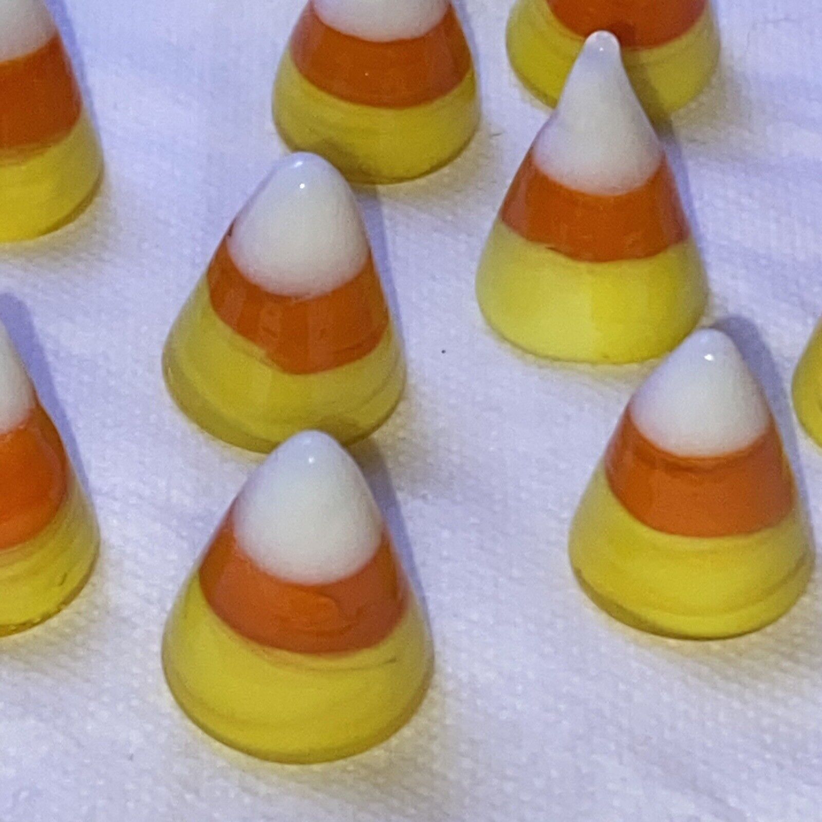 Miniature Solid Glass Marble Type Set Of 10 Candy Corn Approximately 1/2\