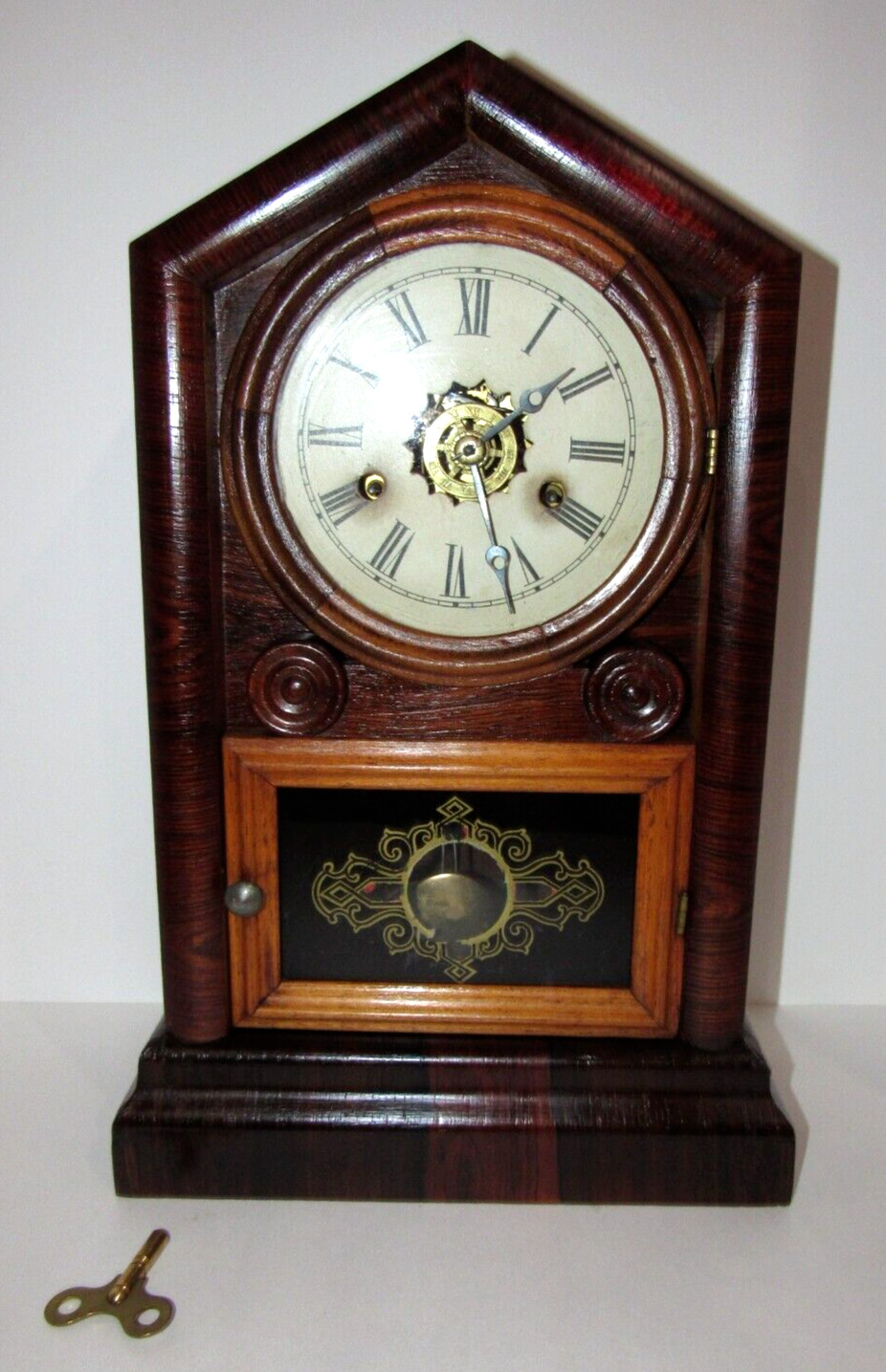 Antique Gilbert Mantel Clock with Alarm 30-Hour, Time/Strike