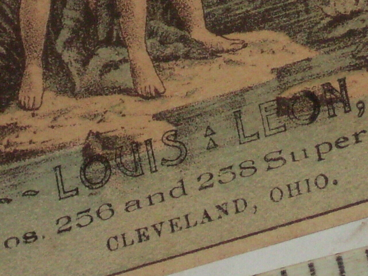 Rare Victorian trade Louis Leon Nos. 256 and 258 Superior st. Cleveland, Ohio. 