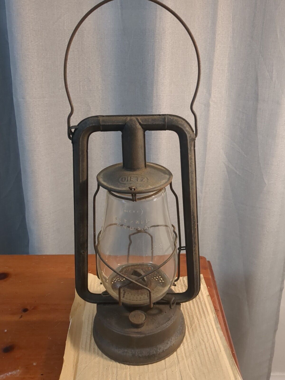 Vintage Old Rare Dietz Fitzall Kerosene Lamp Lantern Clear Globe New York USA
