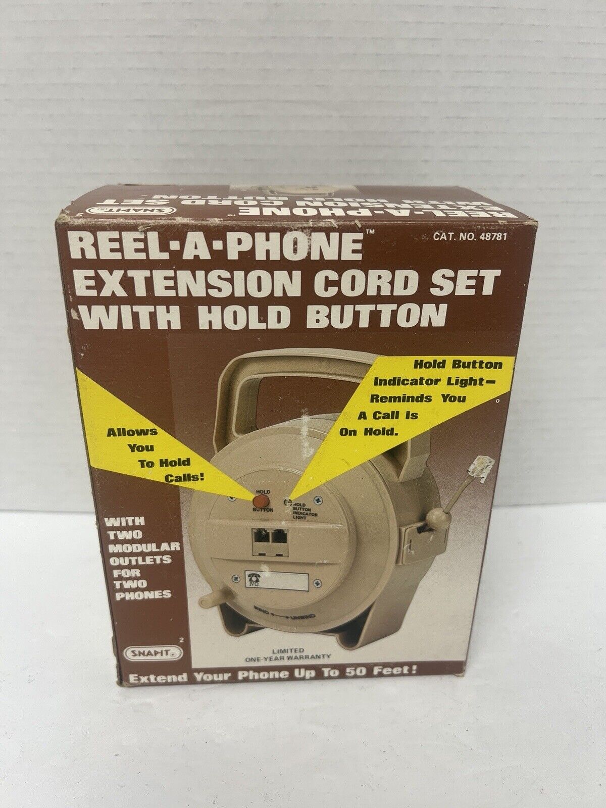 VINTAGE 1980\'s Reel-A PHone REEL 50 FT PHONE CORD W/ Box NOS