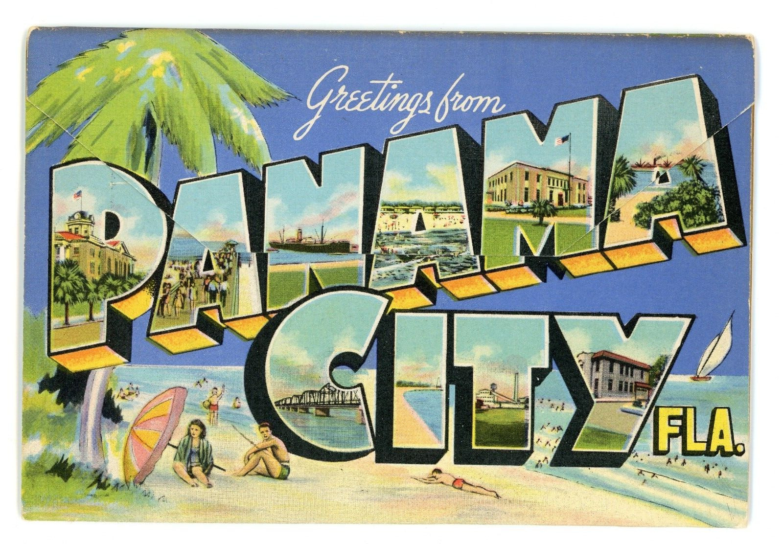 Vintage Postcard Souvenir Folder Panama City Florida Beach Tourism