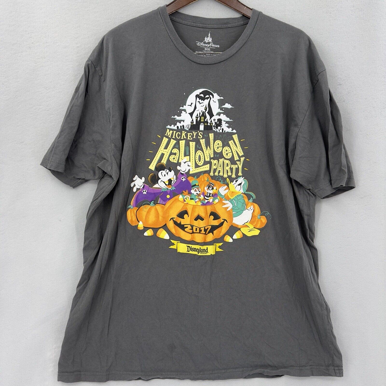 Disneyland Mickey\'s Halloween Party Shirt Mens 3XL Oogie Boogie Chip Dale Minnie