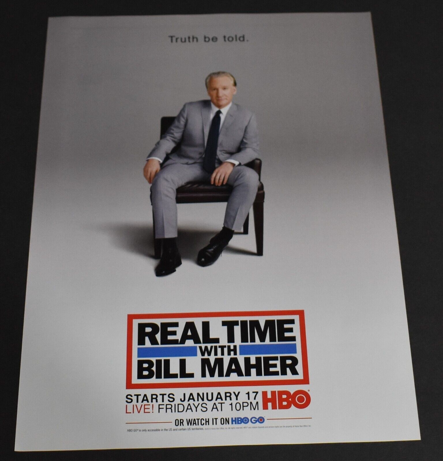 2014 Print Ad Truth Be Told Real Time with Bill Maher HBO GO Man Chair Art