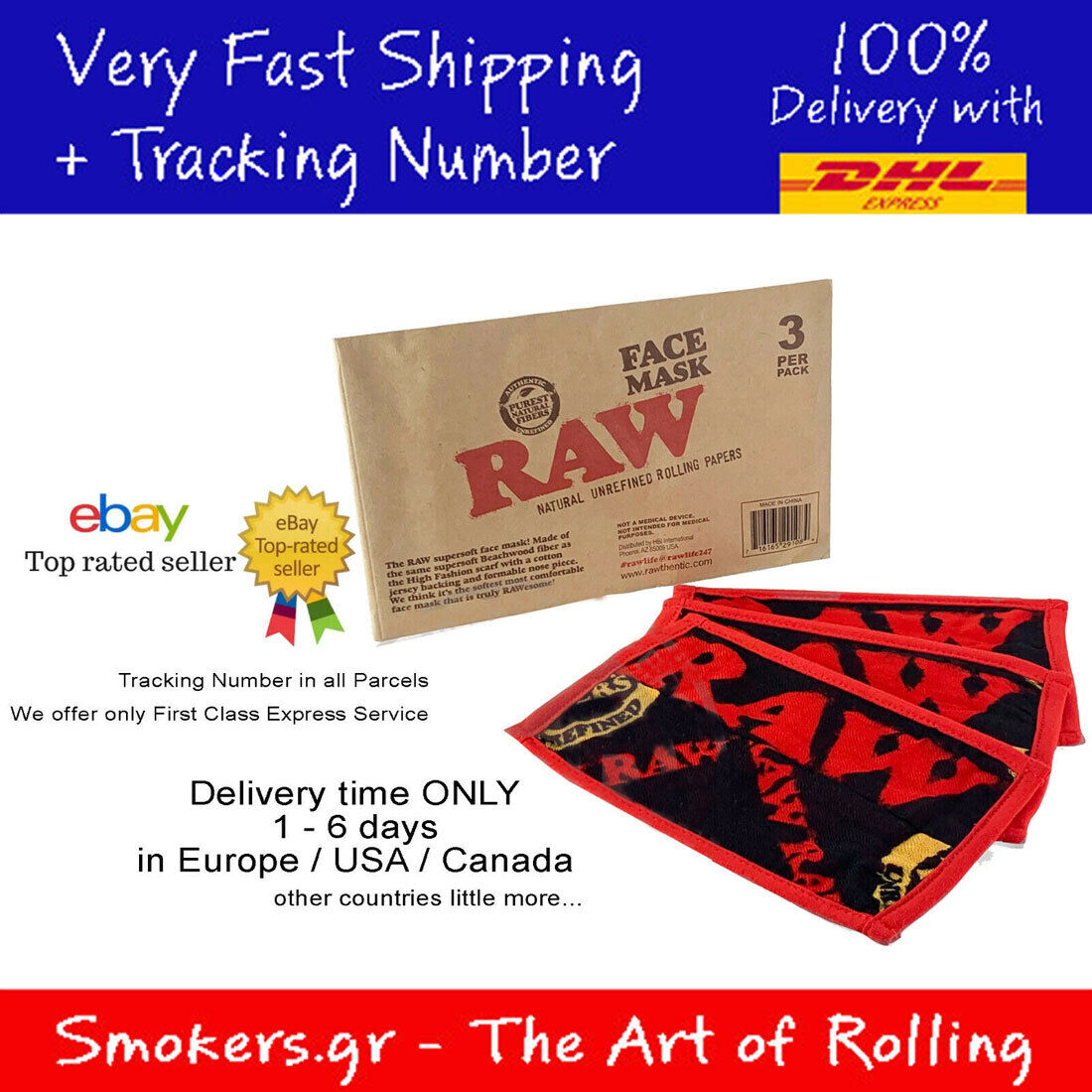 1x Original RAW Face Mask 3-Pack rolling papers filters