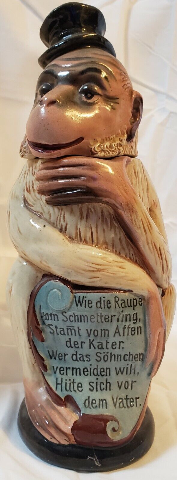 ULTRA RARE 1838-1923 German “Monkey with Top Hat” Character Stein 