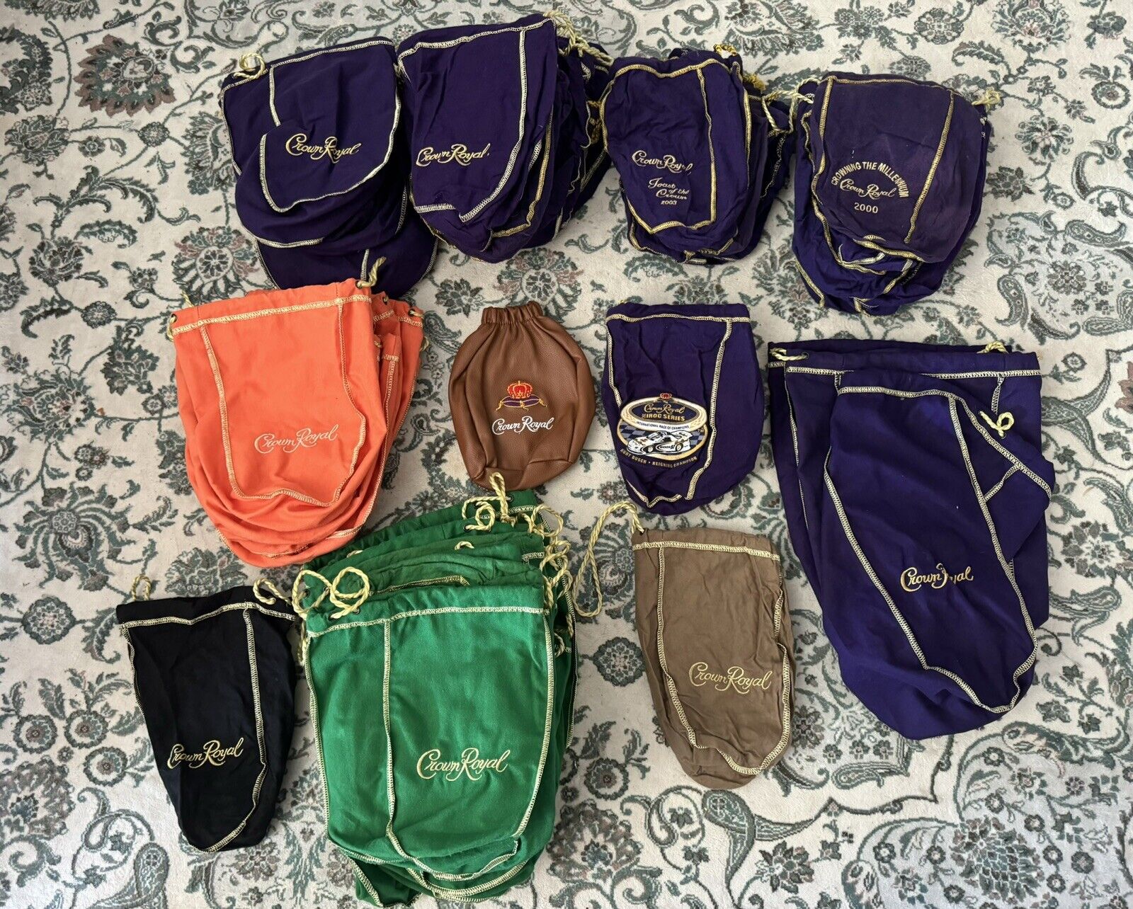 Crown Royal Bags Mixed Variations Lot of 62 Bags Rare Vintage Kurt Busch