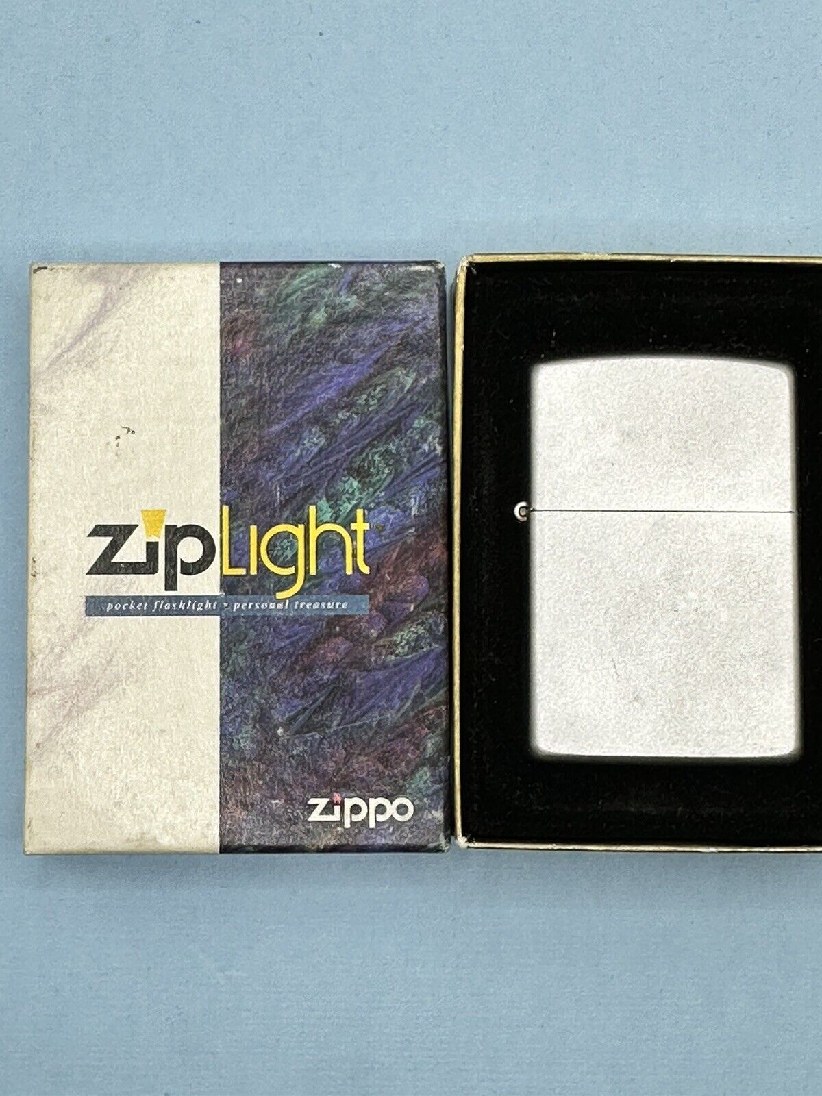 Vintage 2001 Chrome Ziplight Zippo Flashlight NEW In Original Box Zip Light