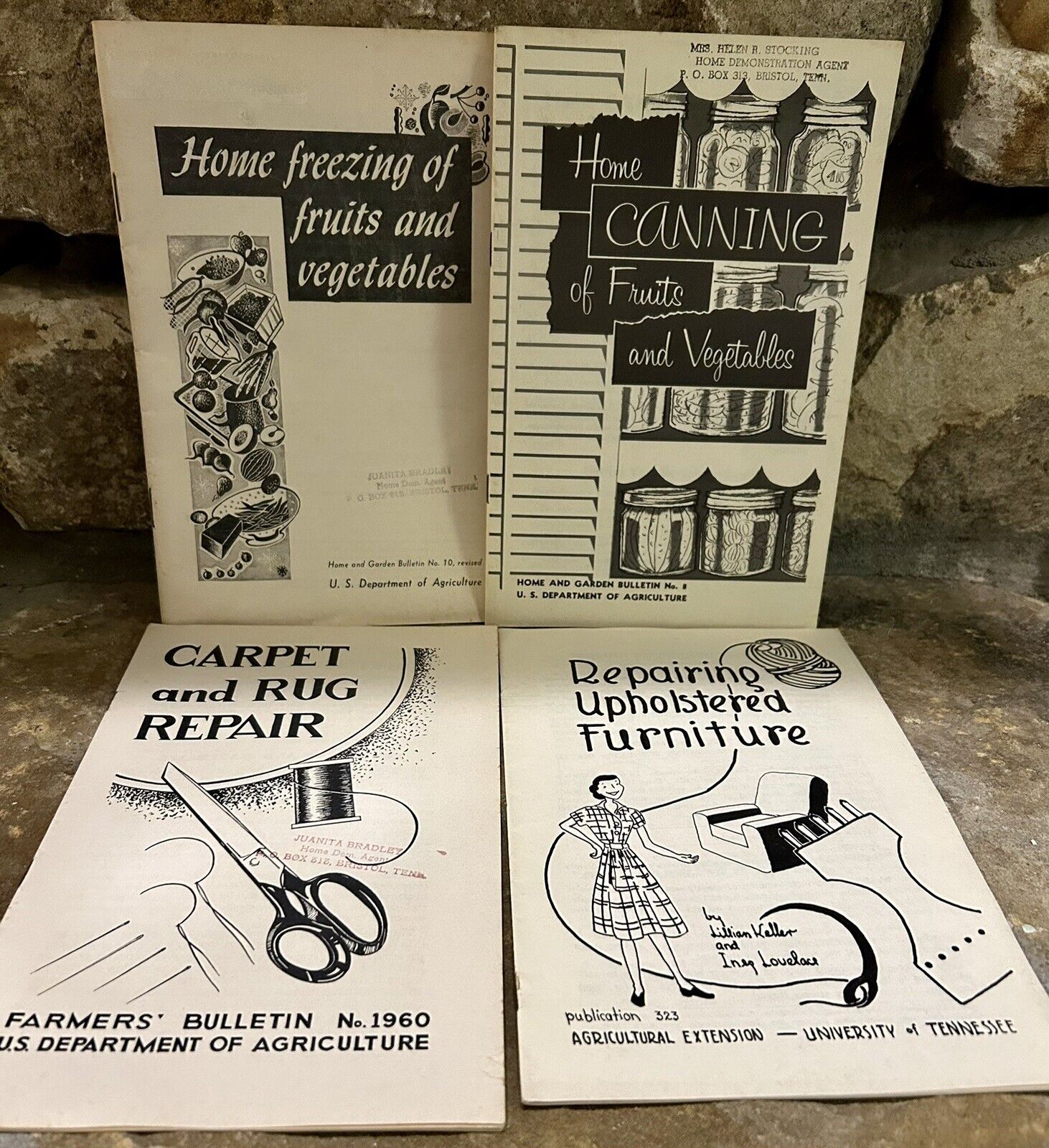 Vintage Set of 4 1950s-1960s Agricultural Extension Booklets, Freezing, Canning