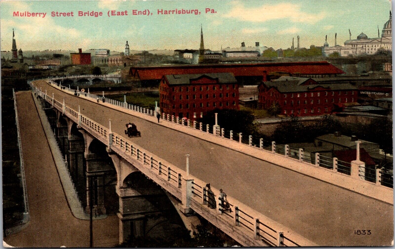 Postcard Mulberry Street Bridge, East End in Harrisburg, Pennsylvania