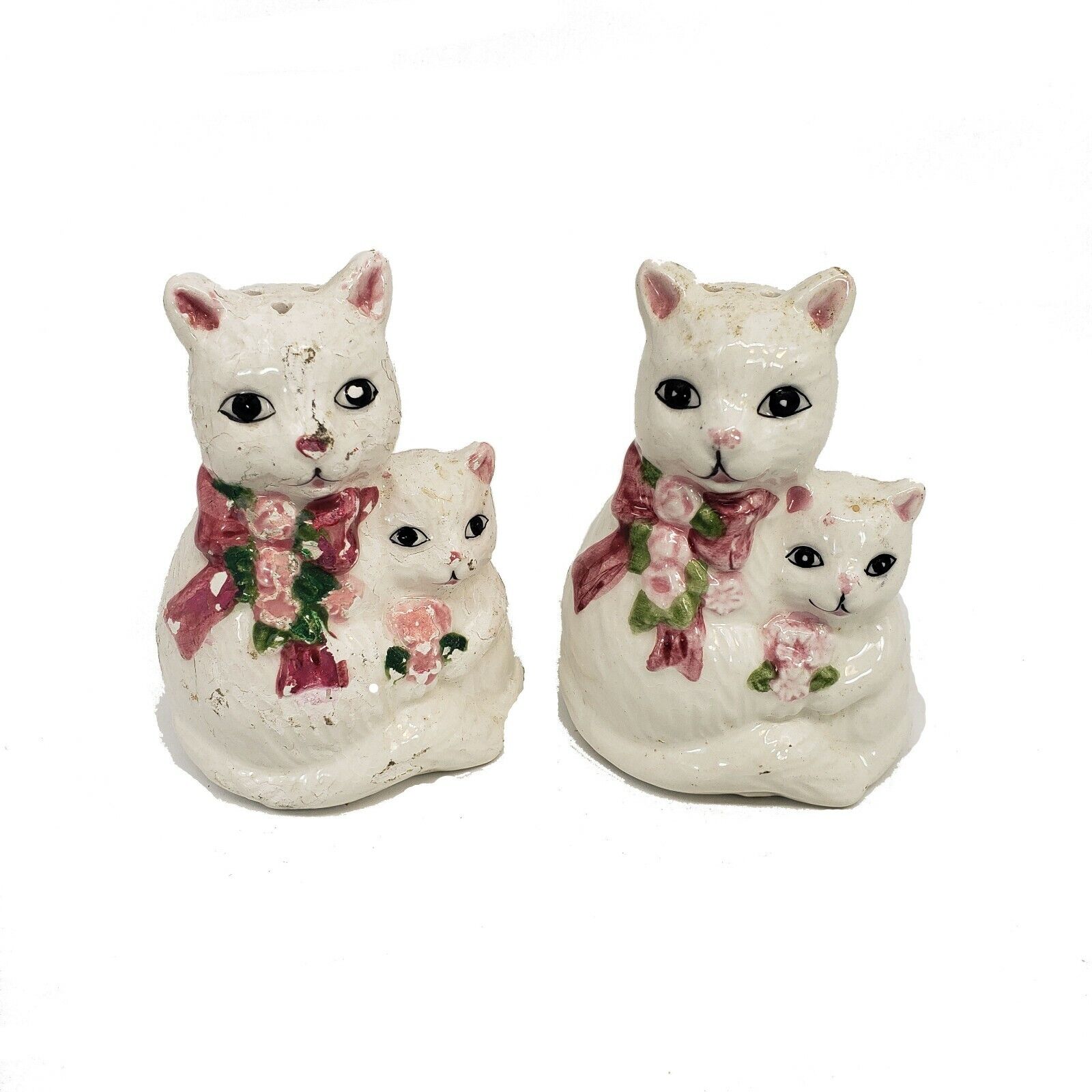 Vintage Pair Ceramic Cats Salt & Pepper Shaker